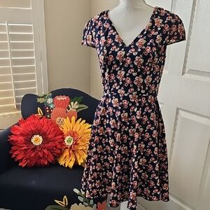 Betsey Johnson Navy Floral Midi Dress